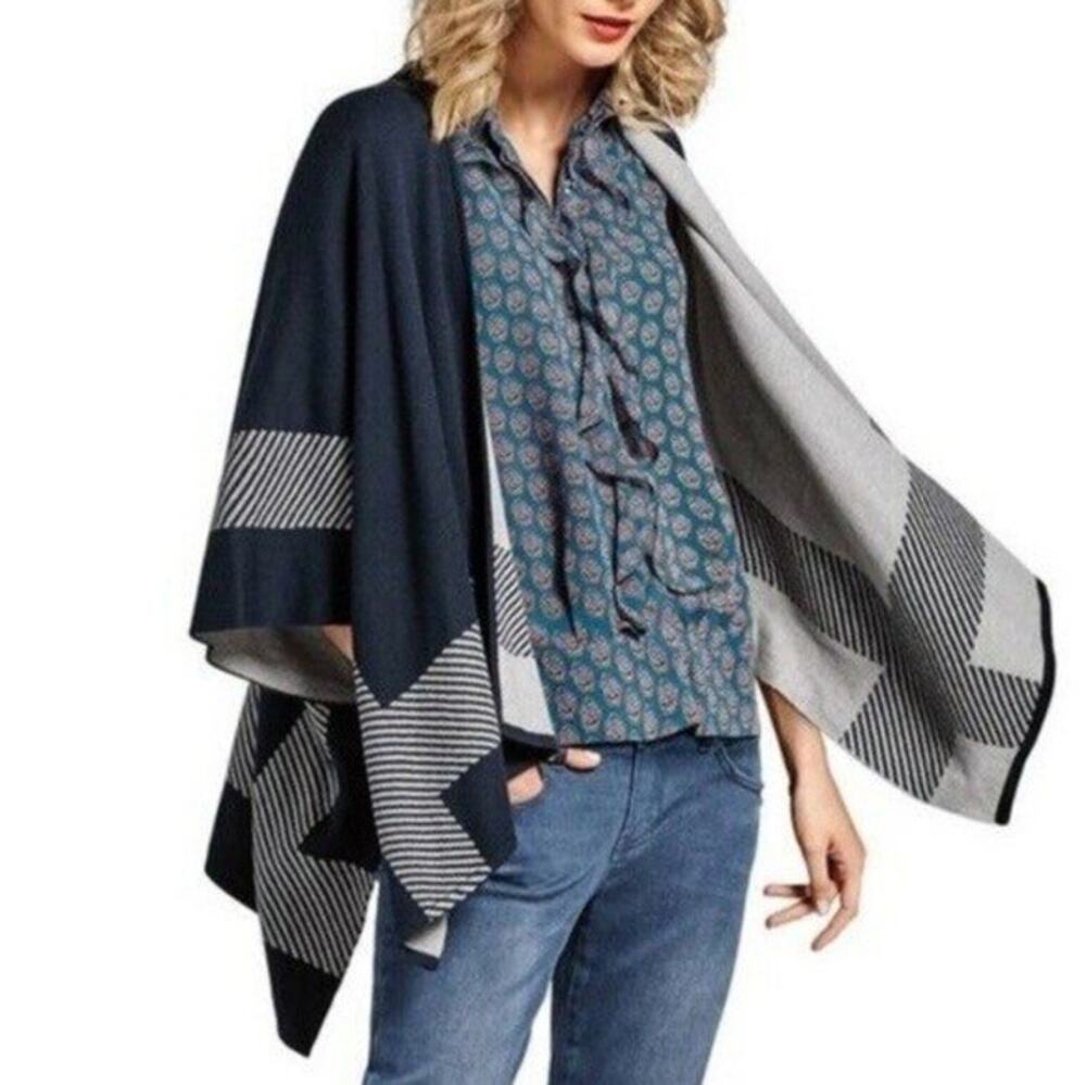 CAbi Kyoto Blossom Reversible Wrap Sweater Shawl Collection #3163 Fall Cozy